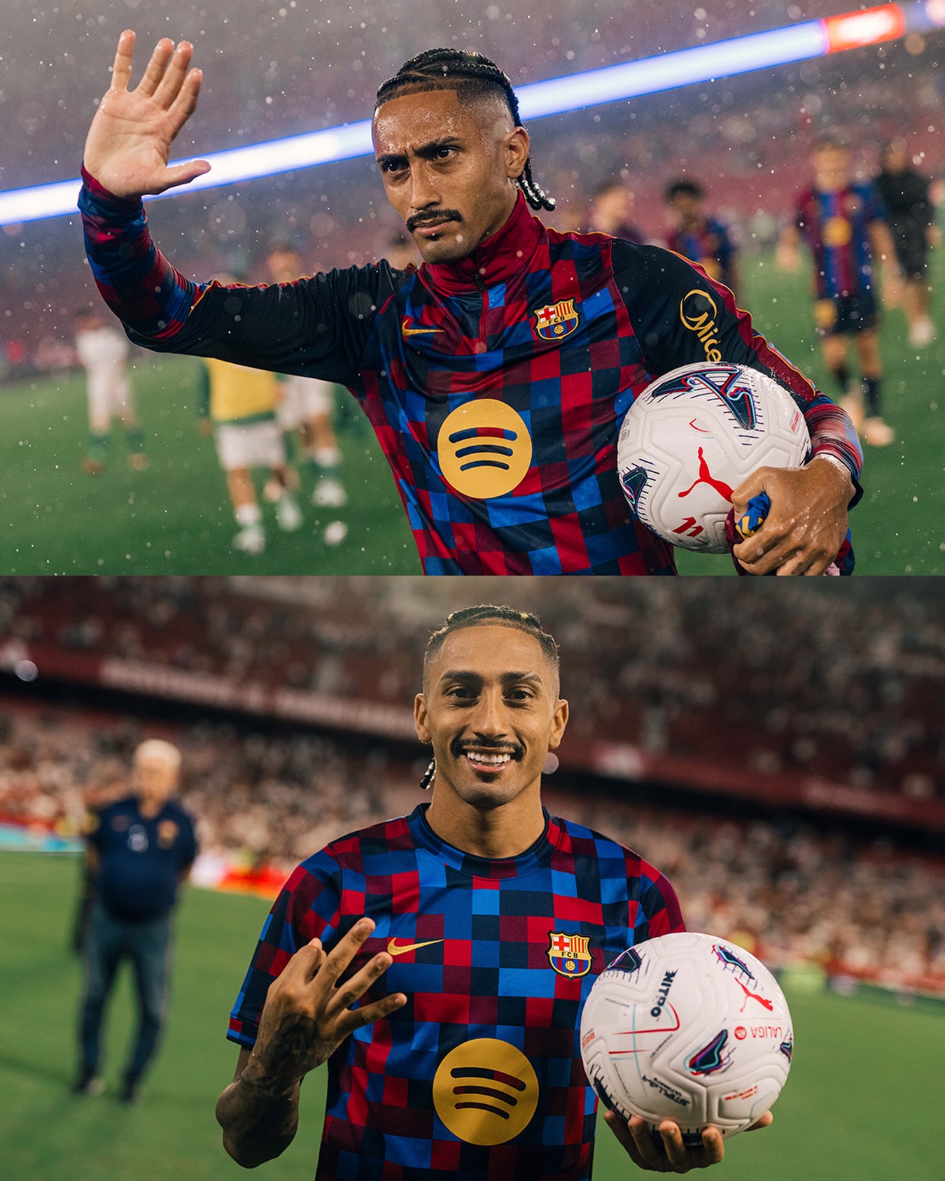 Raphinha celebrating during a Barcelona match