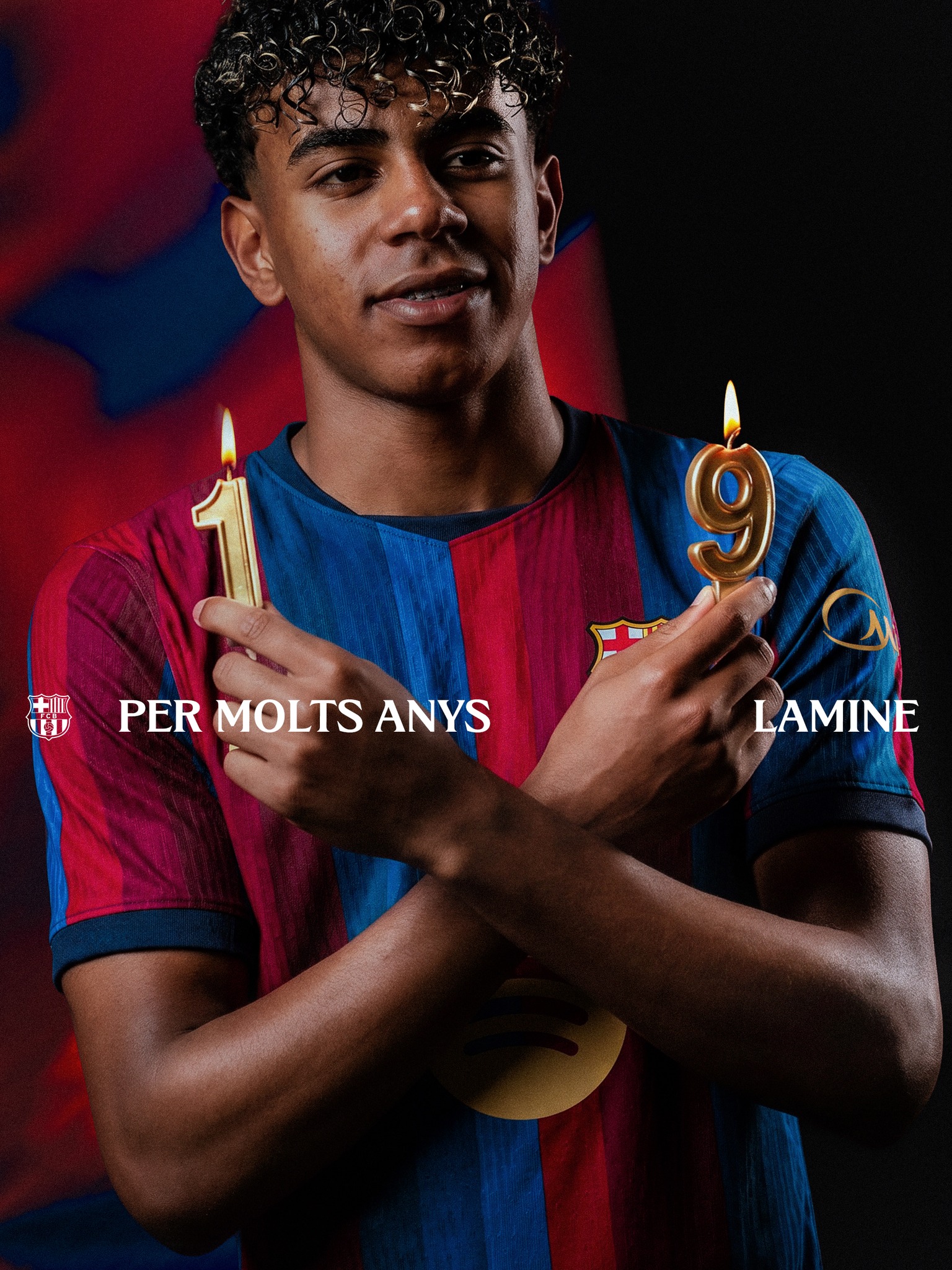 FC Barcelona's Instagram graphic celebrating Lamine Yamal's nineteenth birthday, posted July 13, 2026.