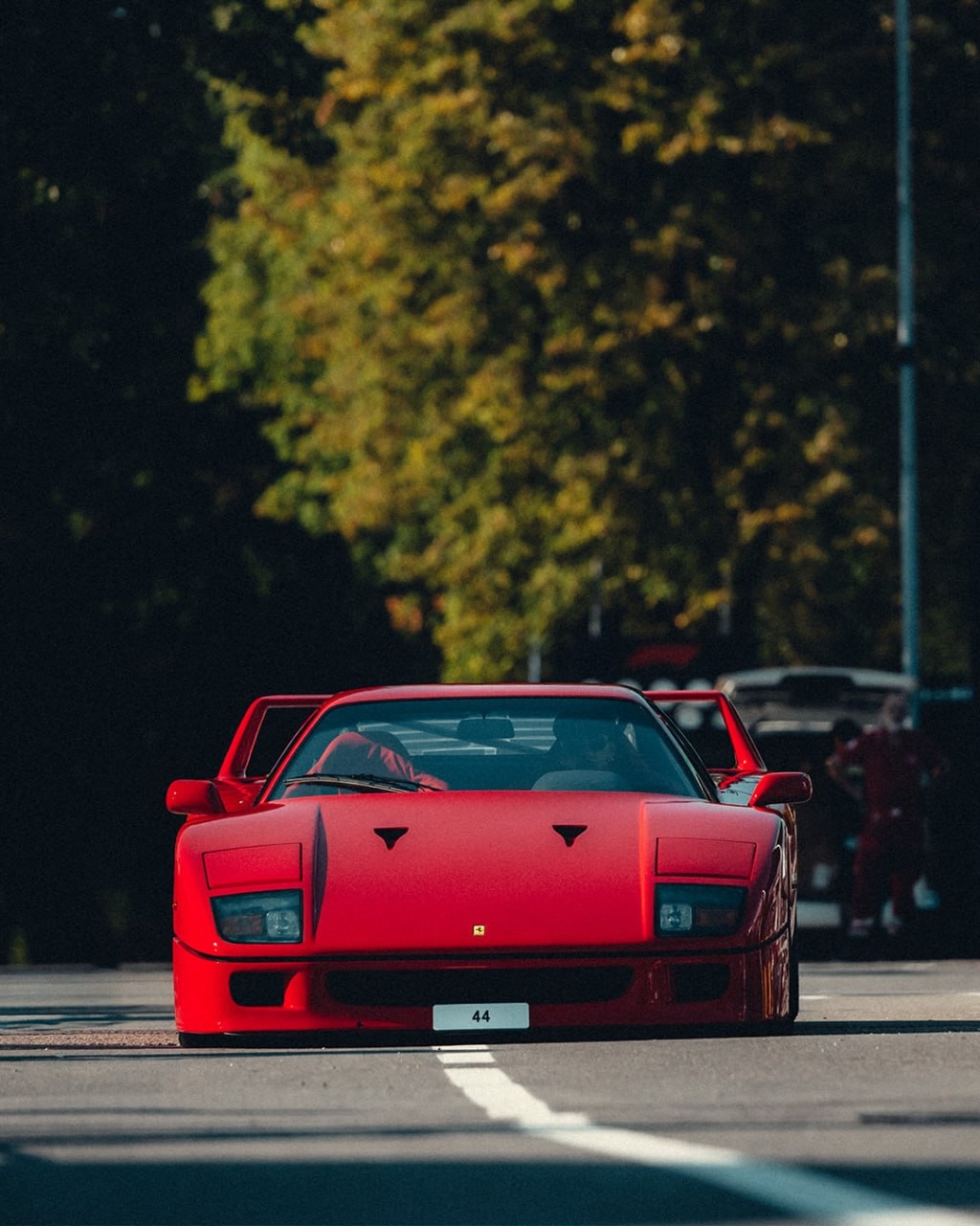 A Ferrari F40 on display at Monza during Italian Grand Prix week 2026