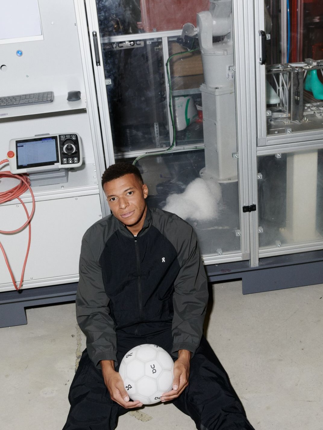 Kylian Mbappé pictured in campaign imagery announcing his new partnership with Swiss sportswear brand On.