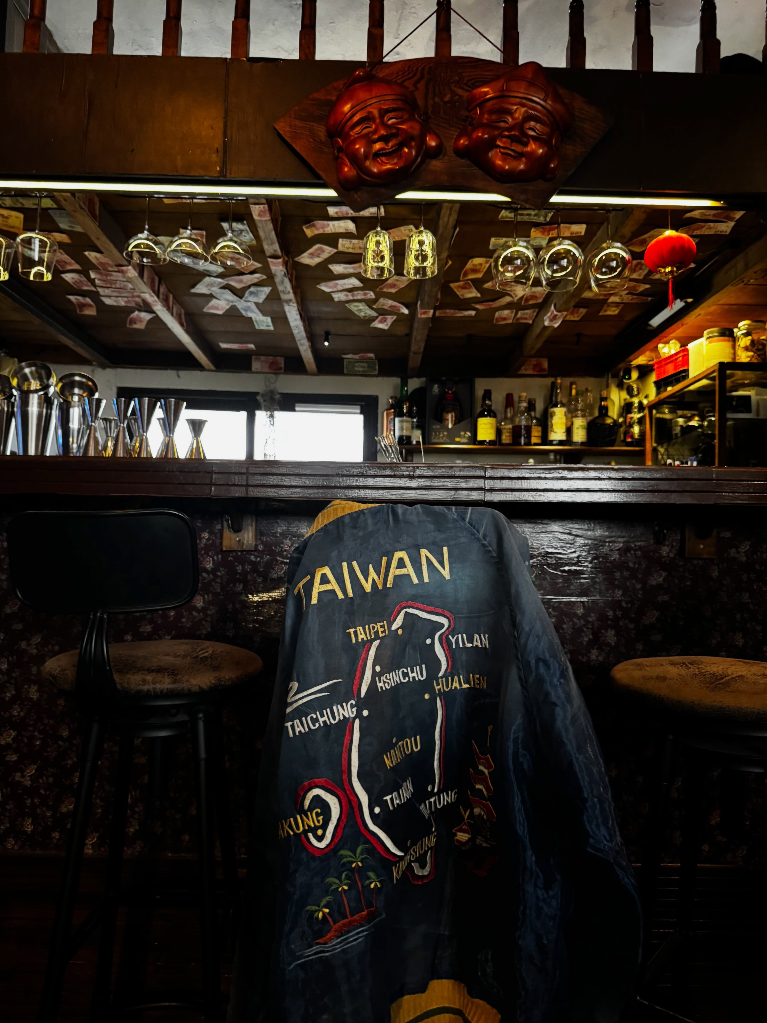 A Taiwan map jacket appears inside Tainan’s Den of Thieves bar.