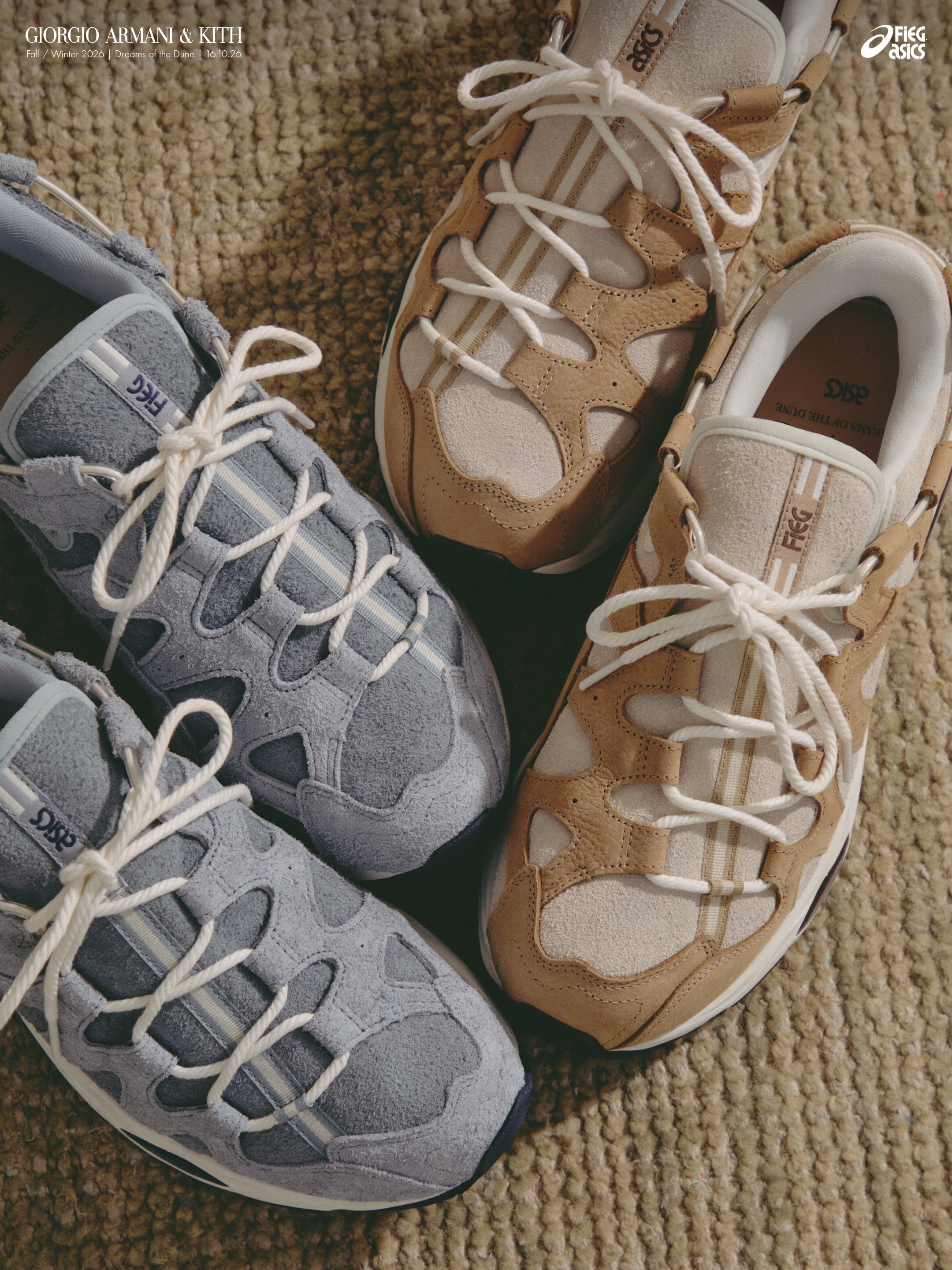 The Kith and Giorgio Armani ASICS GEL MAI 0.1 in hairy suede and nubuck.