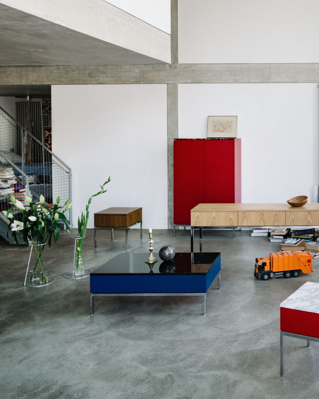 Furniture from Knoll's Chermayeff Storage collection styled in an interior setting.