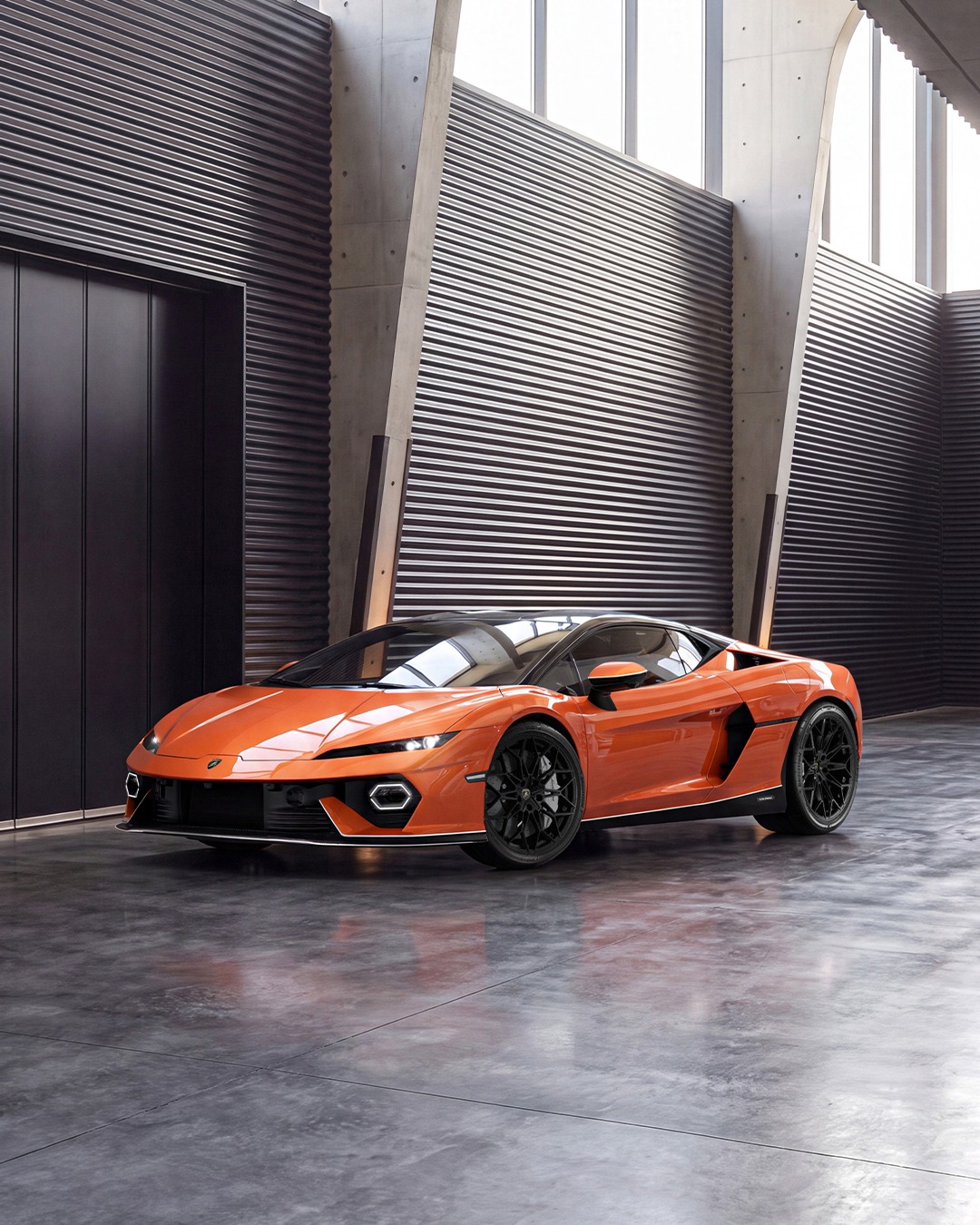 A Lamborghini Temerario finished in Arancio Anthaeus Shiny orange, an Ad Personam factory color.