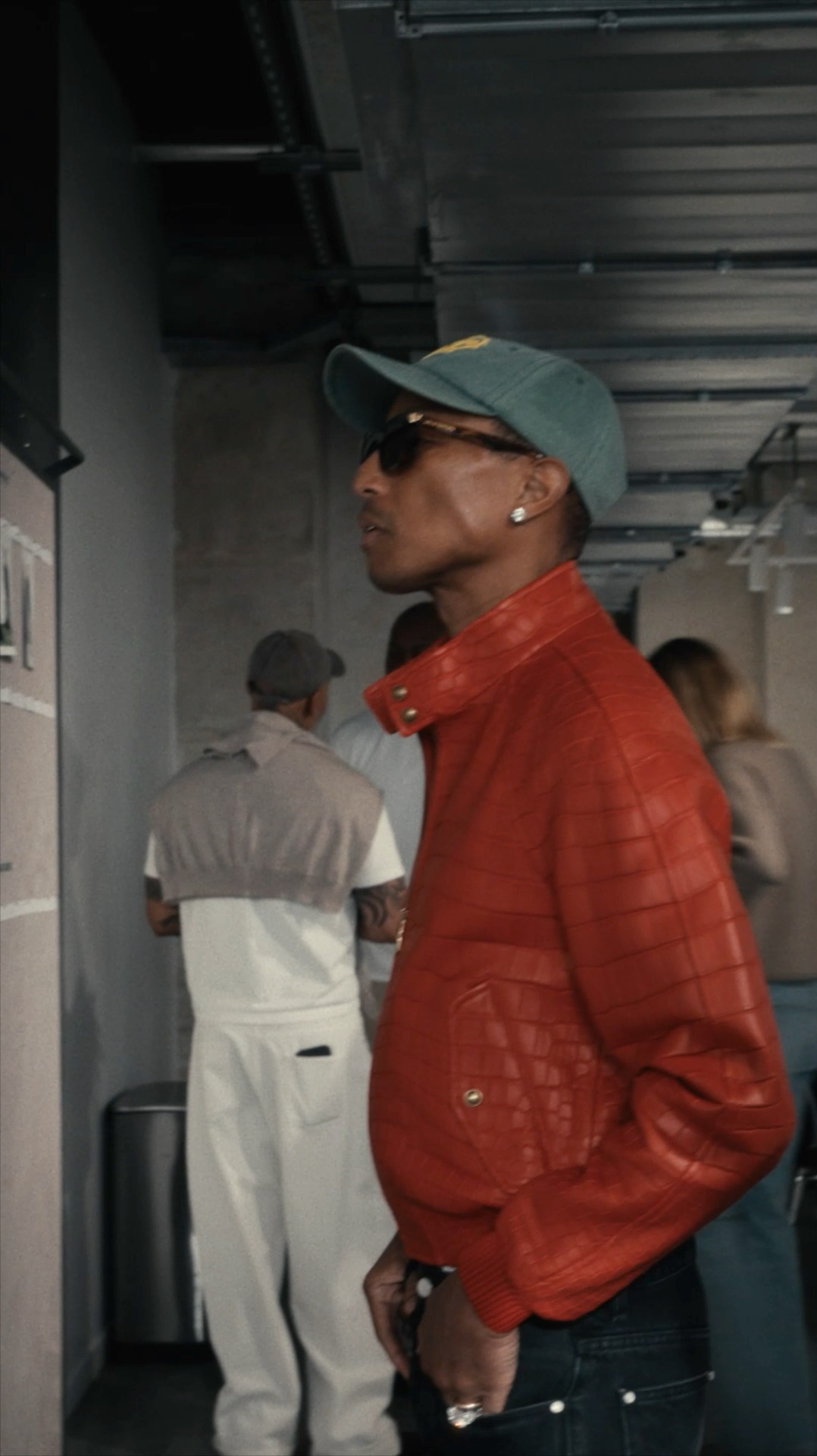 A frame from Louis Vuitton's behind the scenes video for Pharrell Williams' Fall Winter 2026 menswear collection.