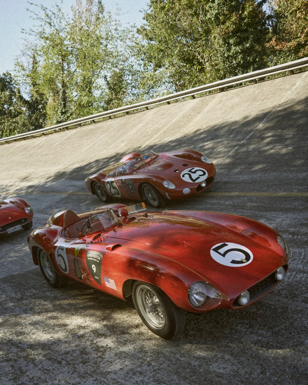 Vintage cars from the Louis Vuitton Dolomites Classic Run 2026 parading ahead of the Italian Grand Prix at Monza