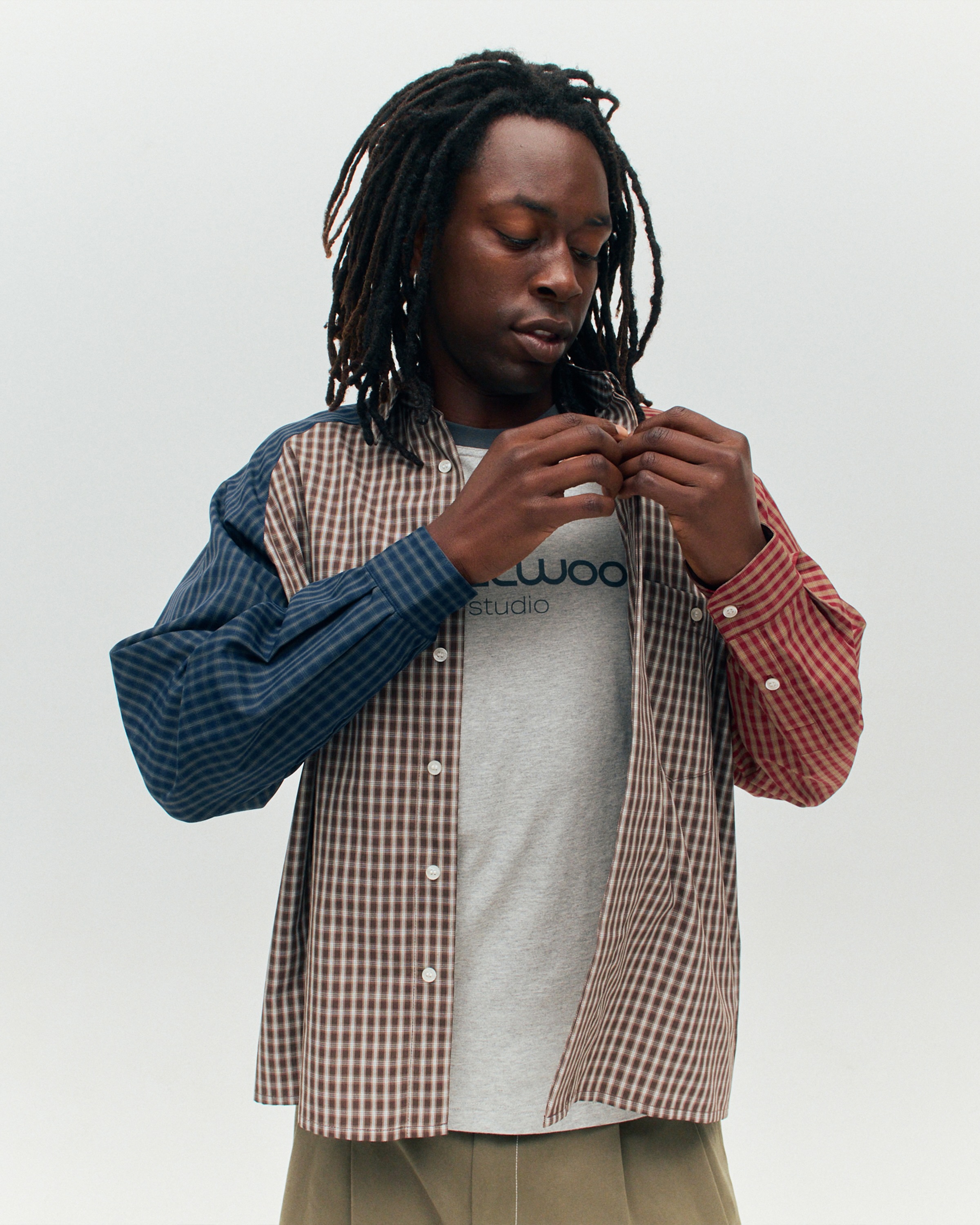 A model wearing Metalwood Studio's Fall Winter 2026 collection.
