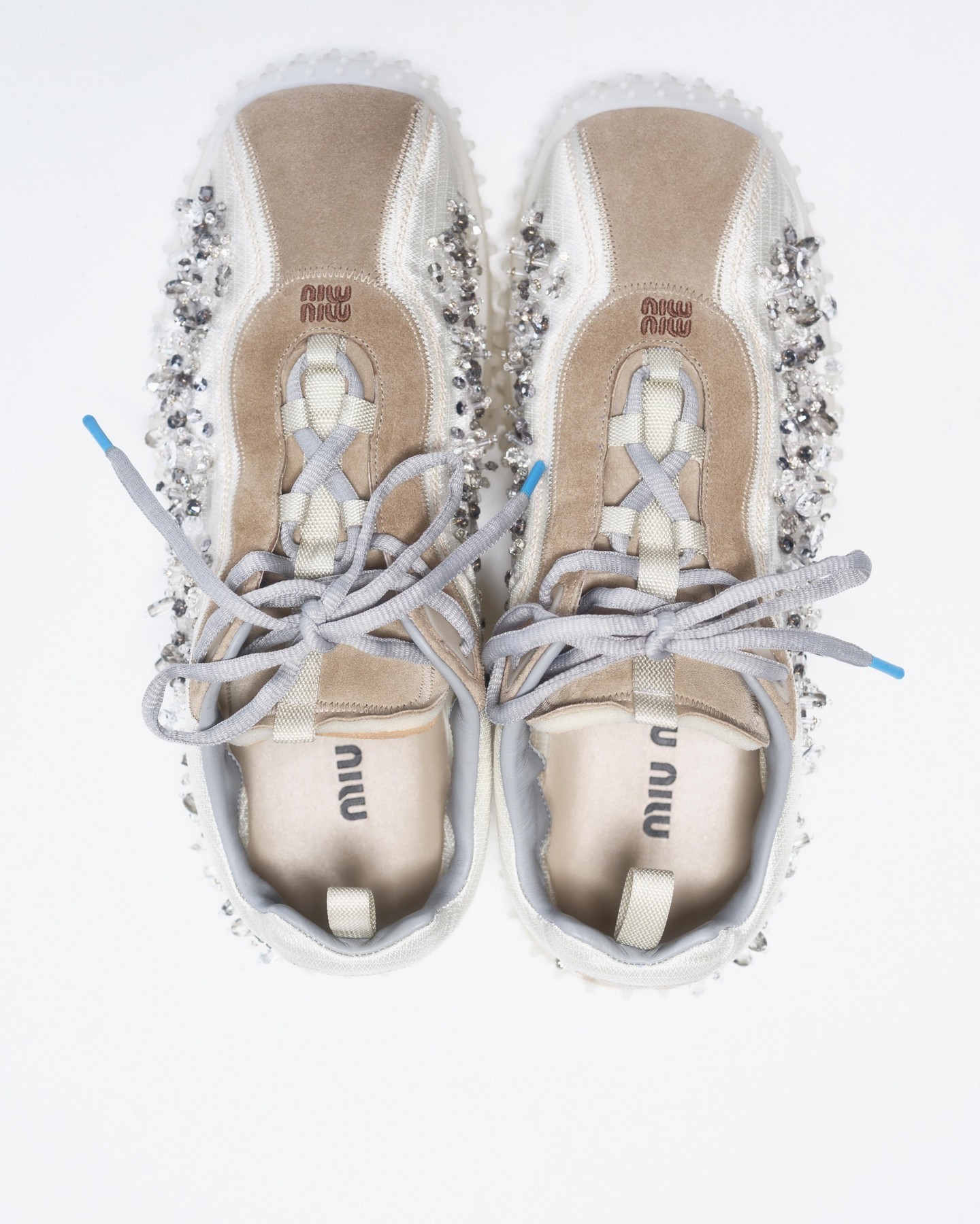 Miu Miu Bubble sneaker with studded sole and suede upper from the Fall Winter 2026 Signatures line