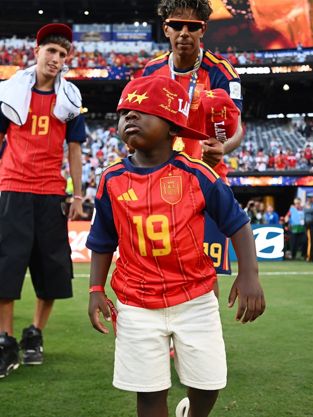 Lamine Yamal's brother Keyne during Spain's 2026 World Cup celebrations, as shared by Modern Notoriety.