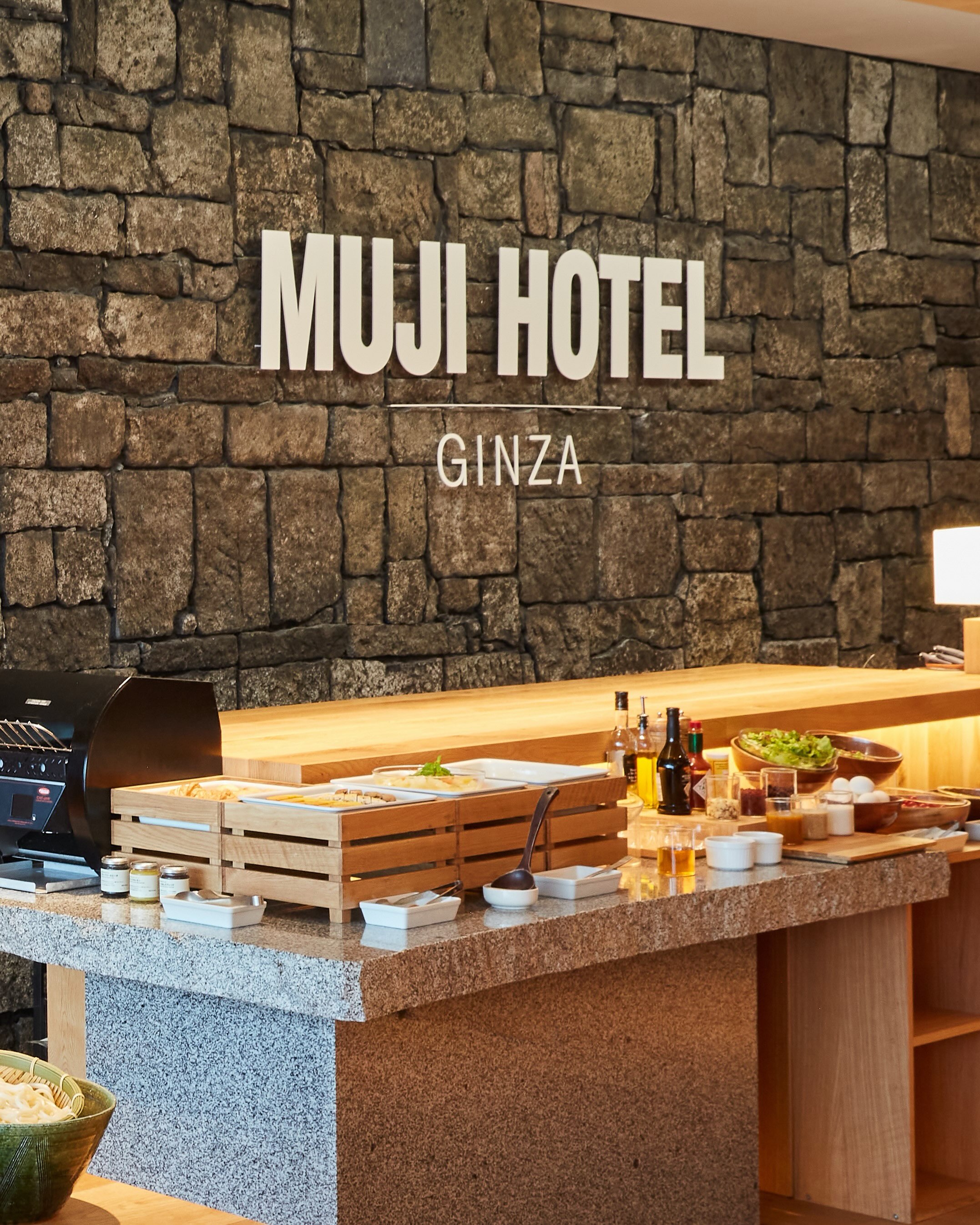 A plated dish from the breakfast buffet at Muji Hotel Ginza's Restaurant WA.