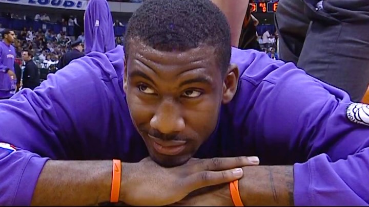 Amar'e Stoudemire pictured at his 2026 Basketball Hall of Fame enshrinement in Springfield, Massachusetts