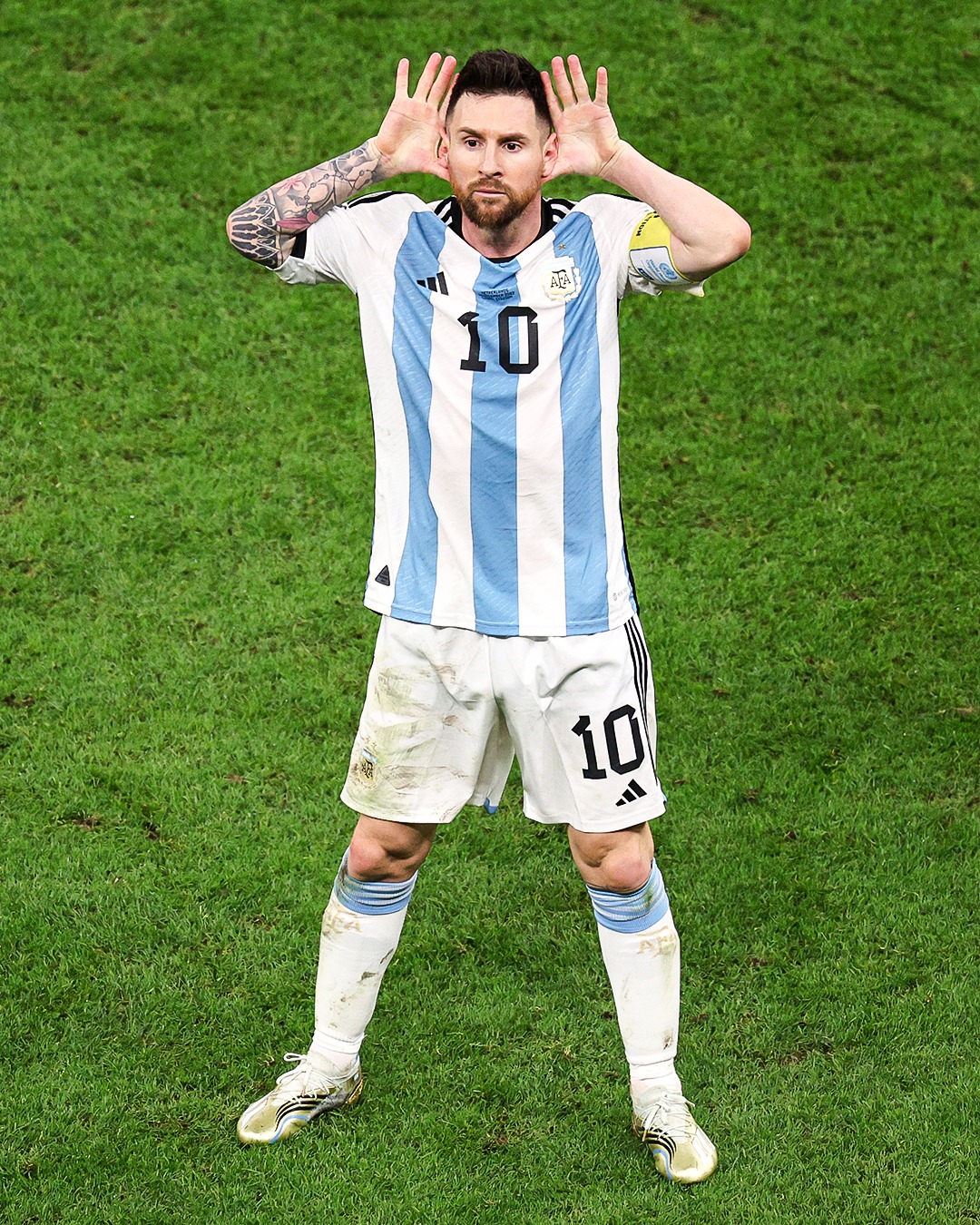 Lionel Messi's final Argentina career stats shown in a OneFootball post