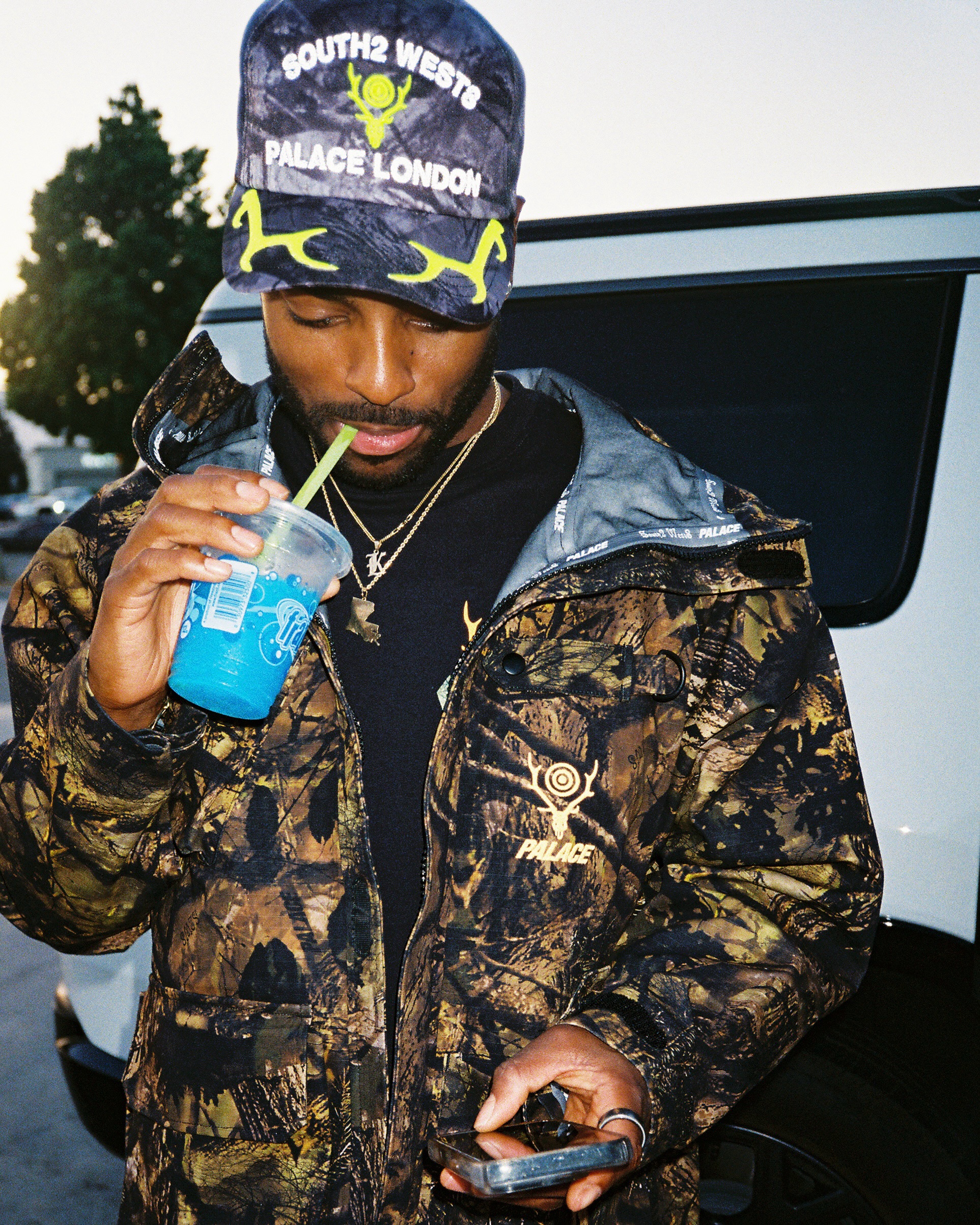 A campaign image for the Palace and South2 West8 collaboration, photographed by html.biz and Jillian B Newman.