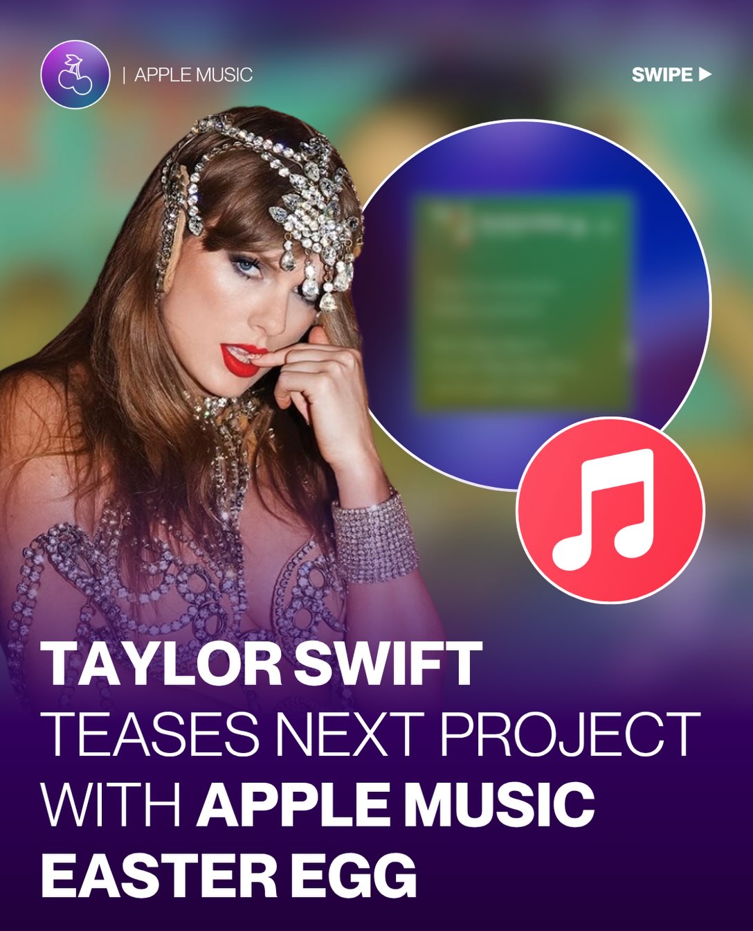 Taylor Swift's Apple Music lyrics page for The Life of a Showgirl
