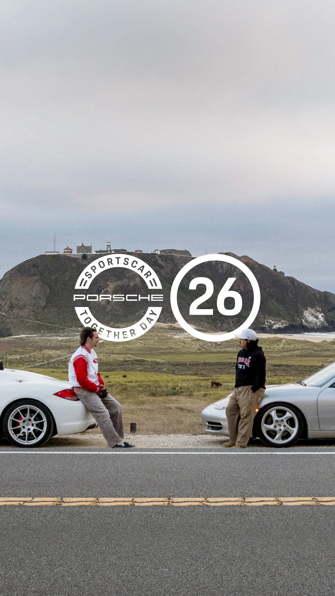 A Porsche sportscar in motion, promoting Sportscar Together Day 2026.