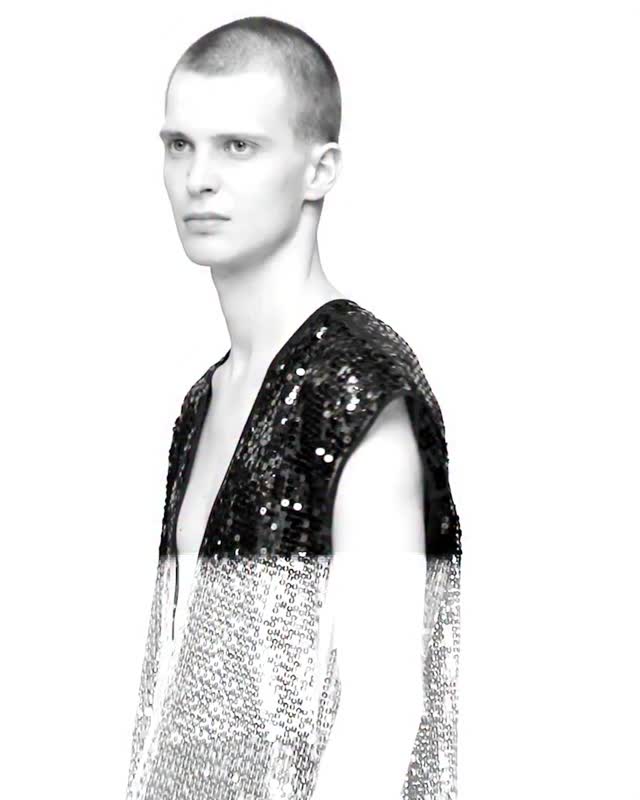 RICK OWENS SS26 TEMPLE SL GOWN IN EMBROIDERED TULLE