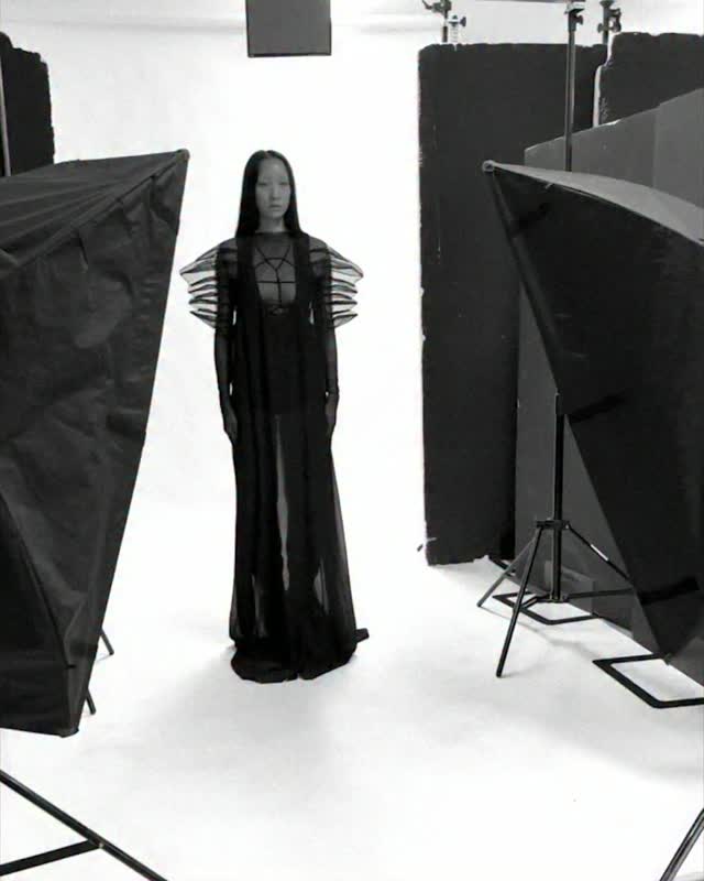 A look from Rick Owens' SS26 Temple collection featuring the Rhino Top in recycled nylon