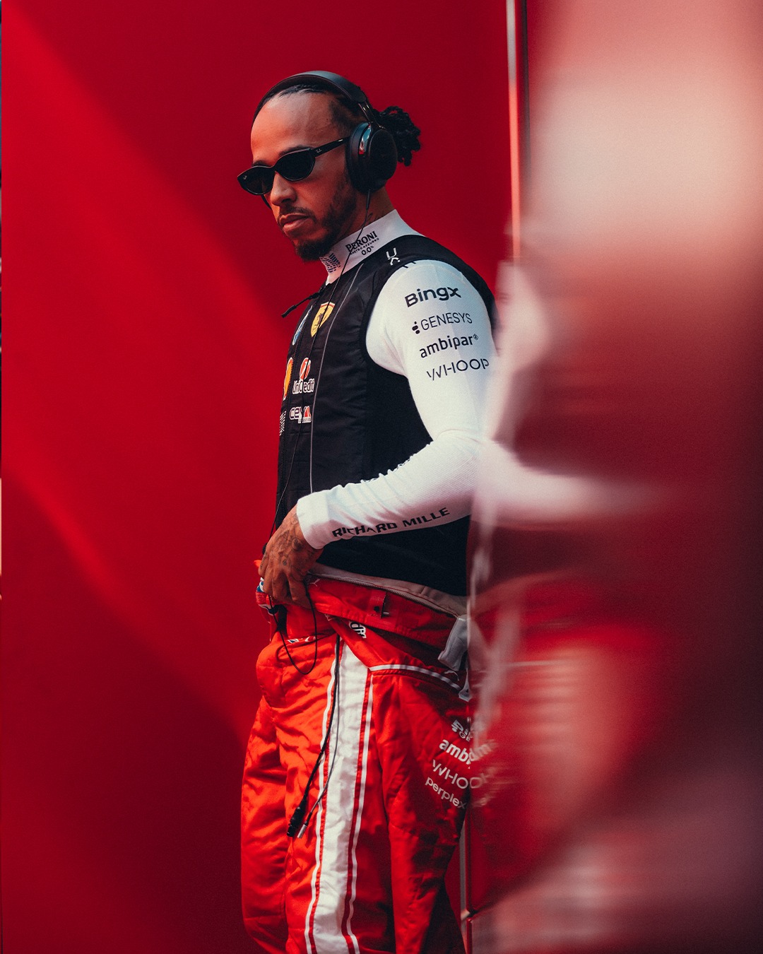 Lewis Hamilton pictured for Scuderia Ferrari's race week feature ahead of the 2026 Belgian Grand Prix.