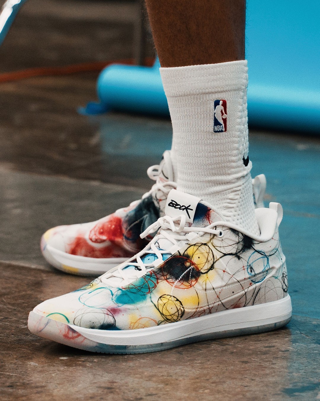 Devin Booker in the Futura x Nike Book 2 at Phoenix Suns Media Day in 2026