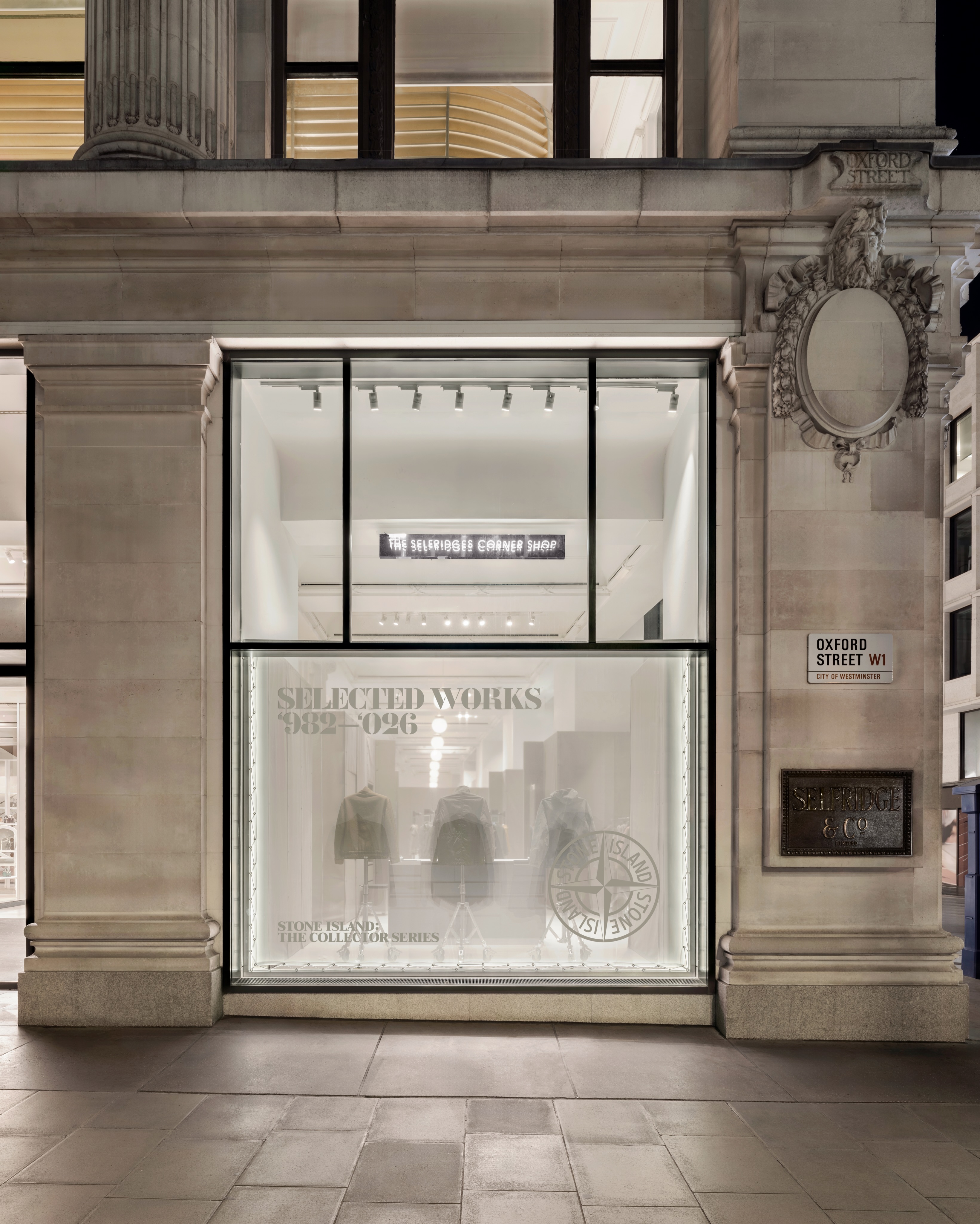 Stone Island Collector Series installation at Selfridges' Corner Shop in London, designed by Willo Perron.