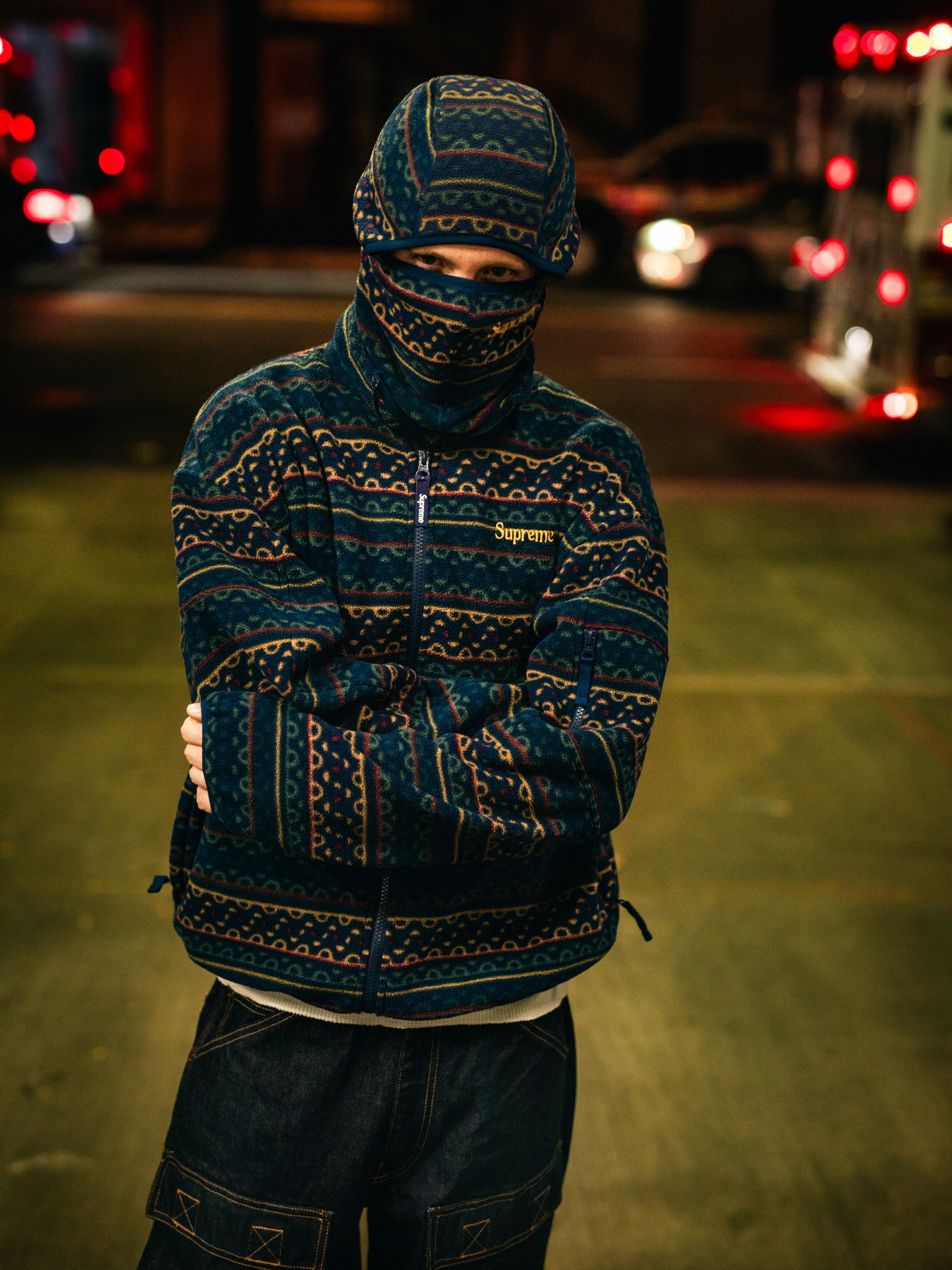 Supreme and Timberland Fall 2026 collection lookbook, including jackets, a hooded sweatshirt and headwear.