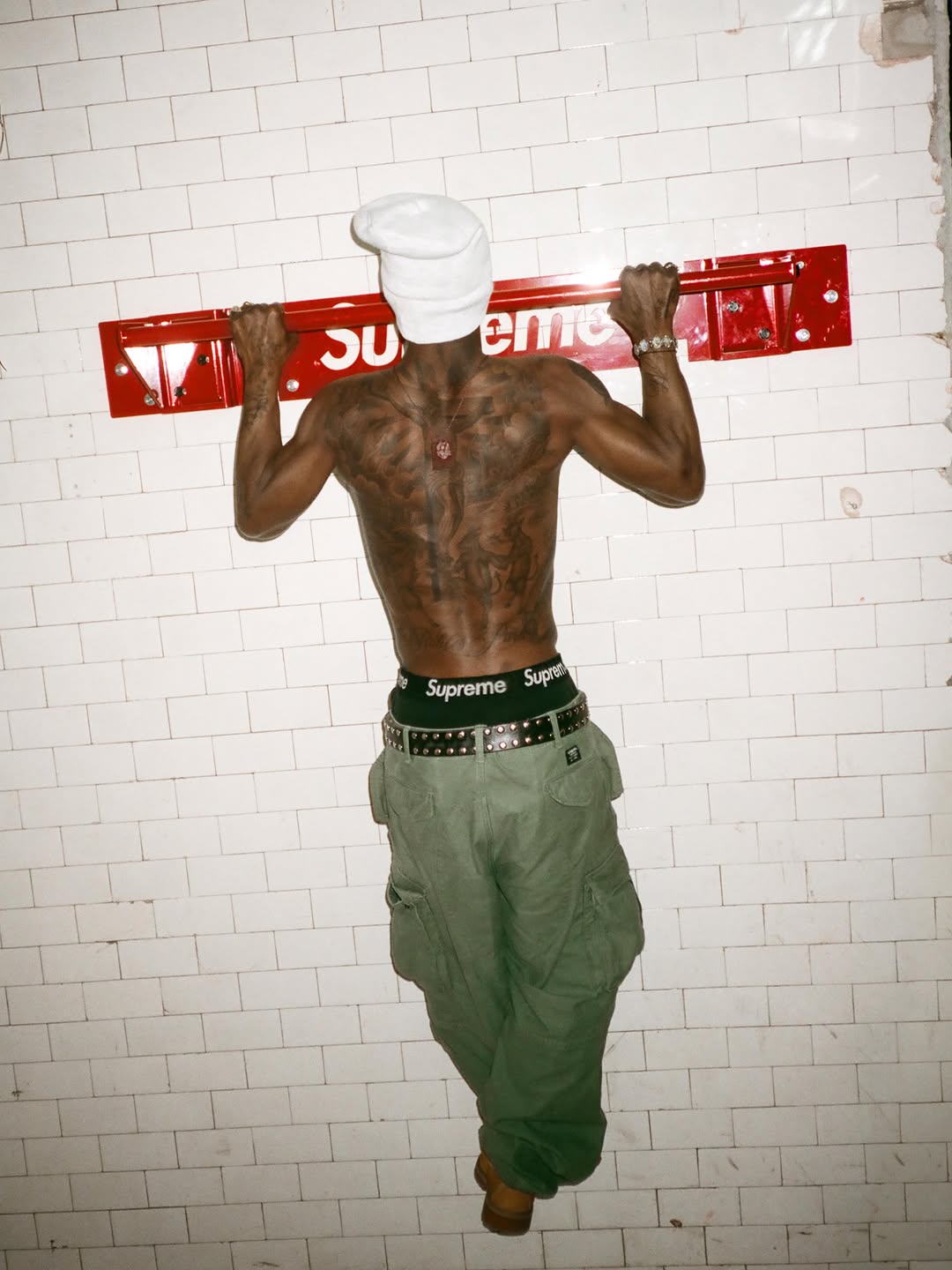 SUPREME X TRU GRIT PUTS A BOX LOGO ON A PULL UP BAR