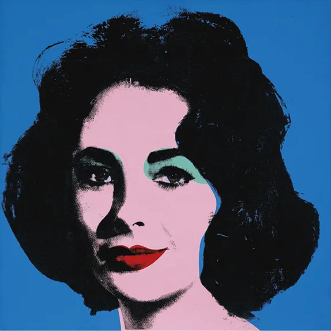Andy Warhol's cerulean blue Liz Early Colored Liz silkscreen portrait of Elizabeth Taylor at The Broad