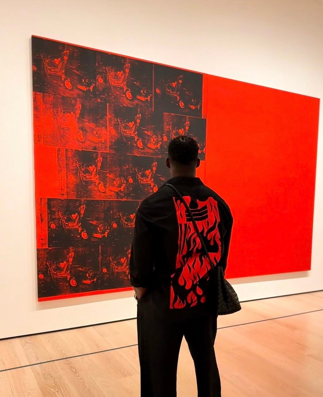 Andy Warhol's Orange Car Crash Fourteen Times on view in a MoMA gallery