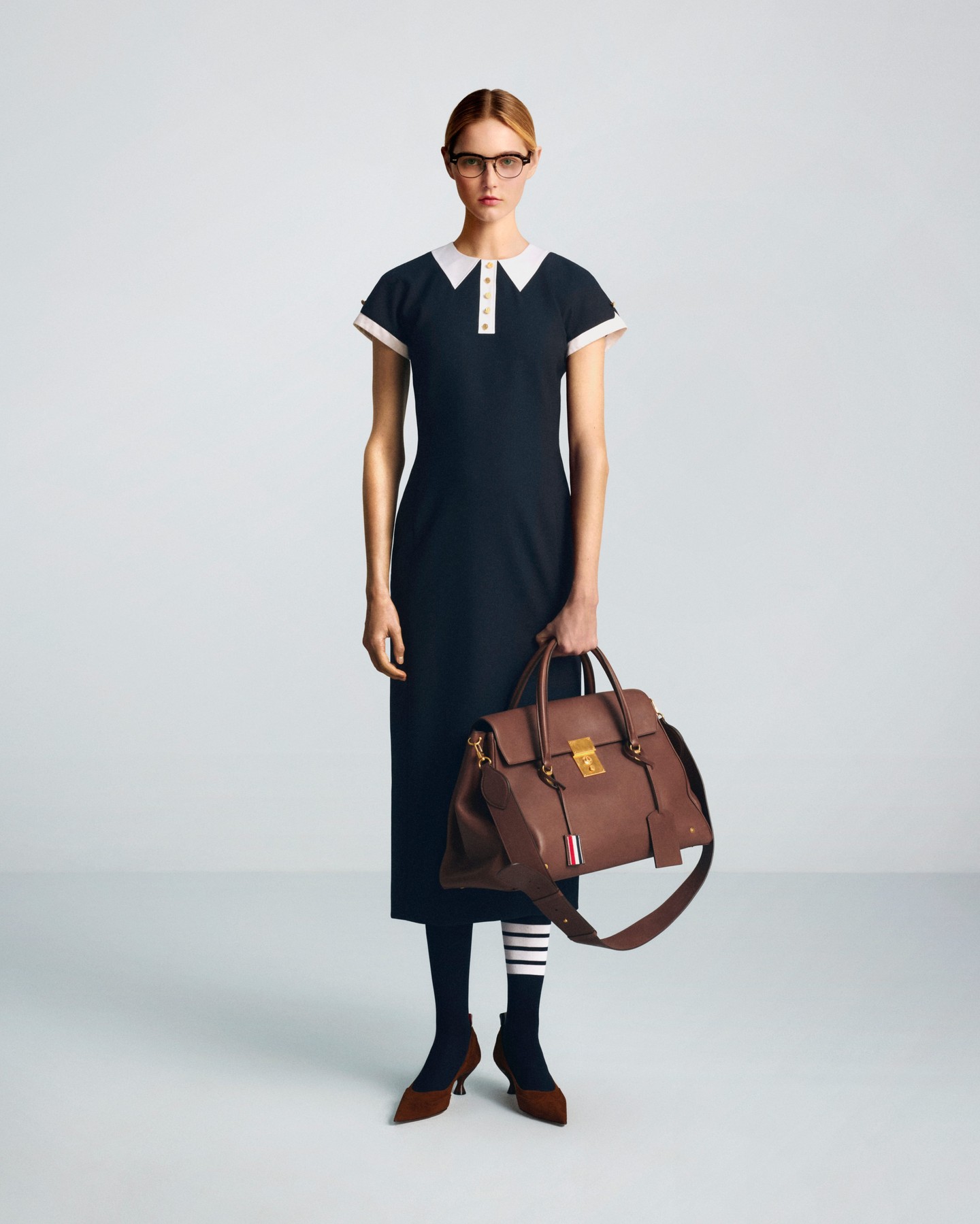 THOM BROWNE ARMS A $509 POPLIN SHIRT AND A HOPSACK DRESS (image 2)