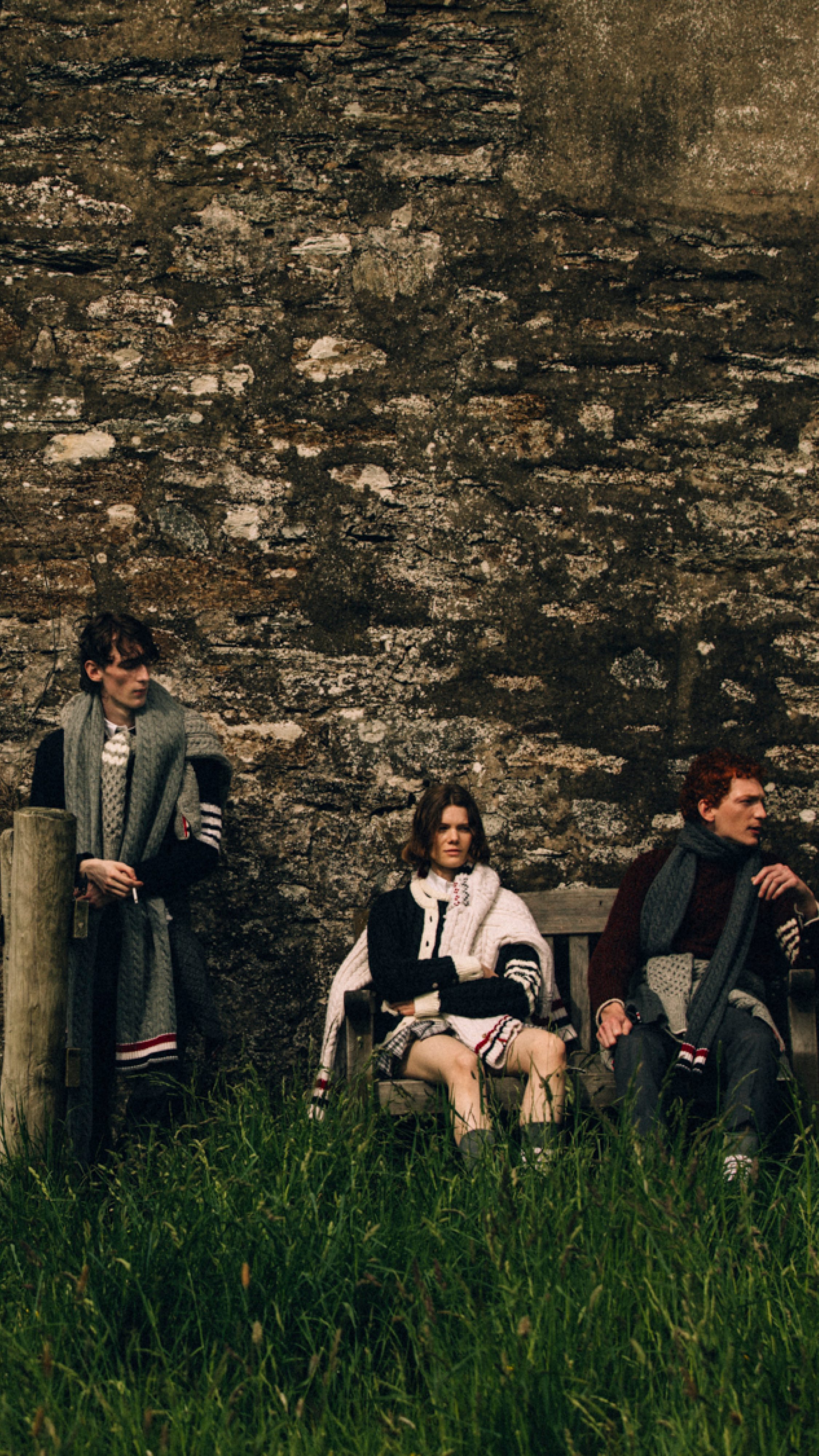 A look from Thom Browne's Fall 2026 campaign, photographed by Robbie Lawrence in Scotland.
