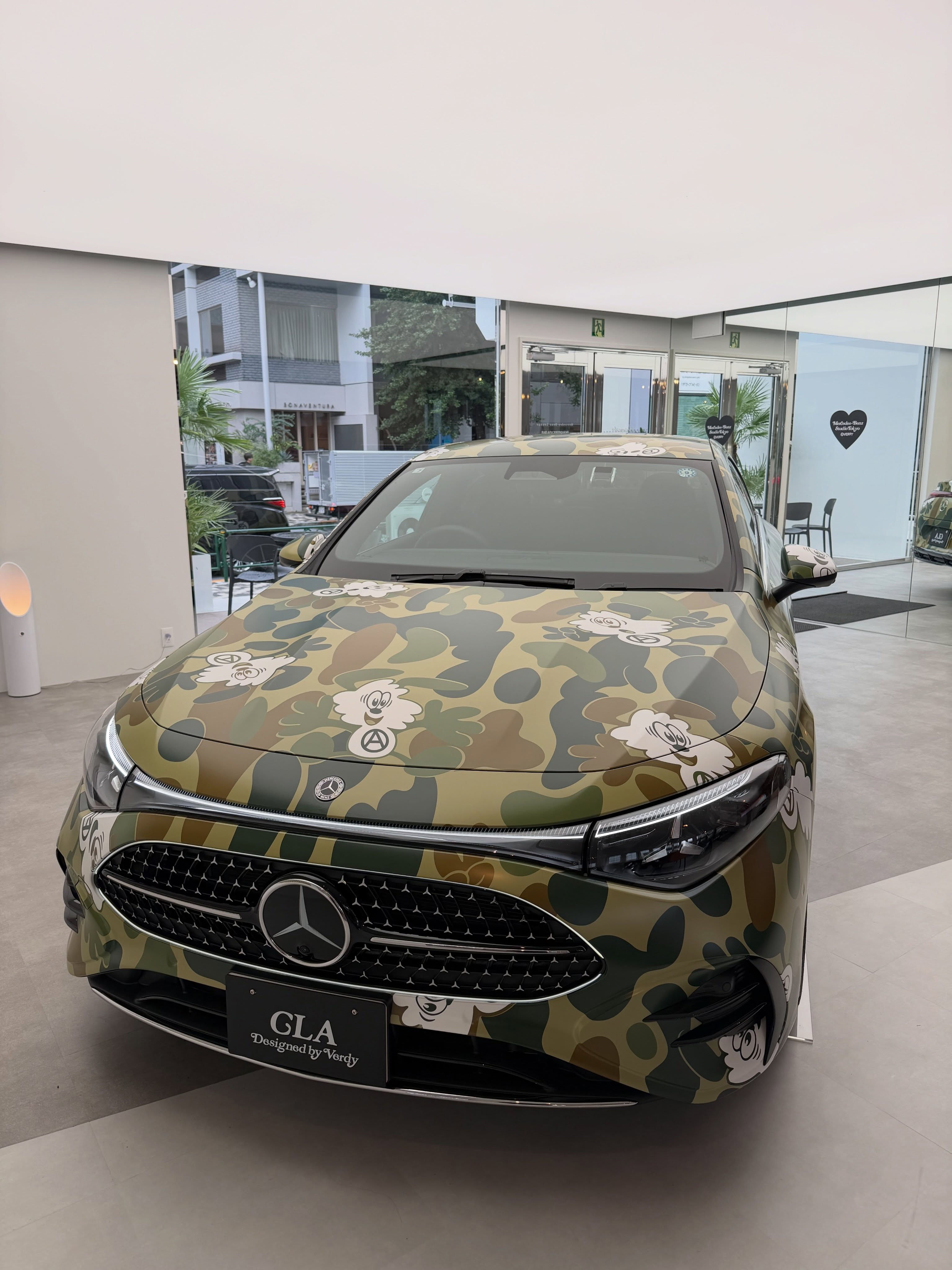 Verdy's characters Vick and Visty wrapped onto Mercedes Benz vehicles for a Tokyo exhibition