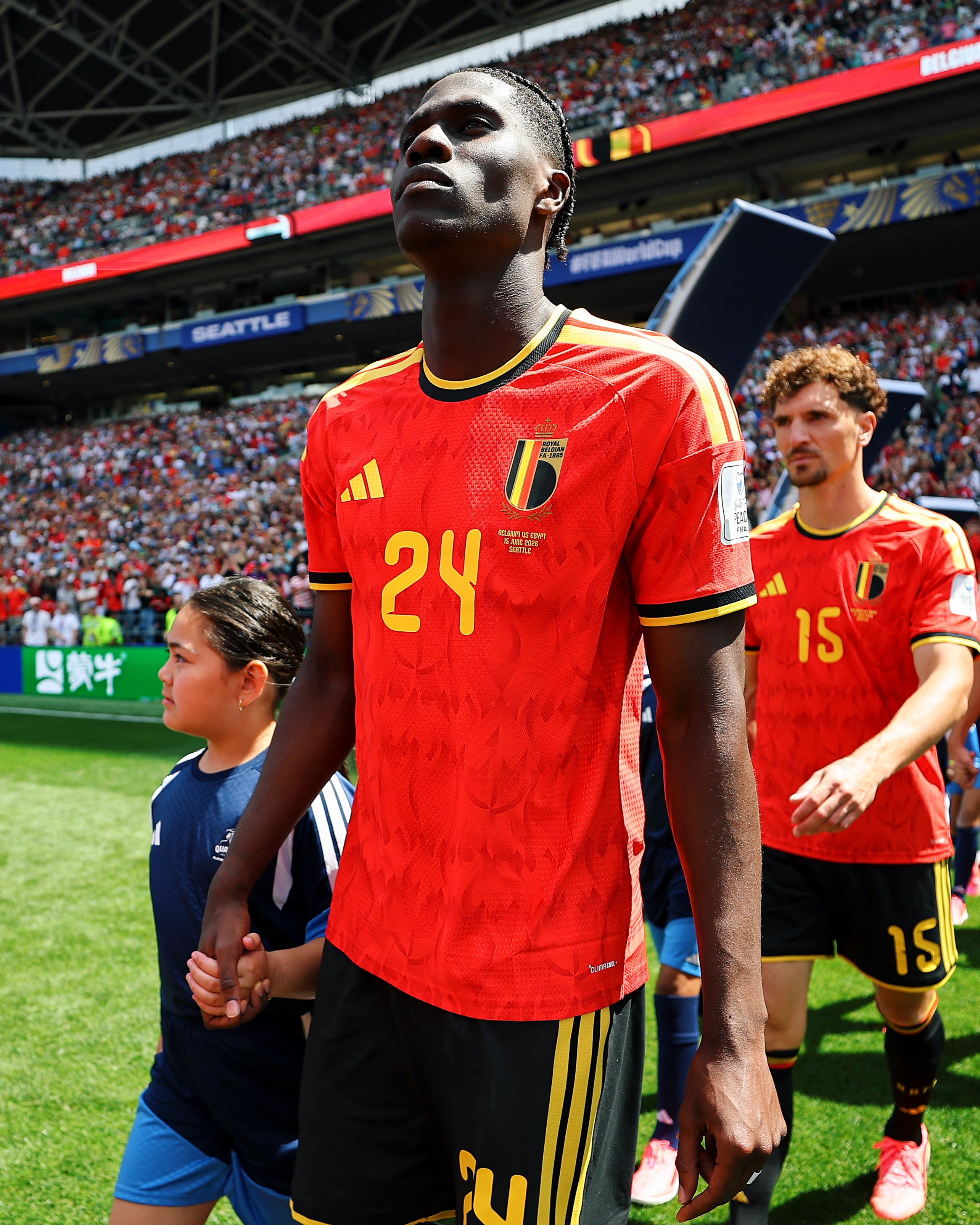 Amadou Onana pictured in a Belgium related tribute post following his World Cup ACL injury.
