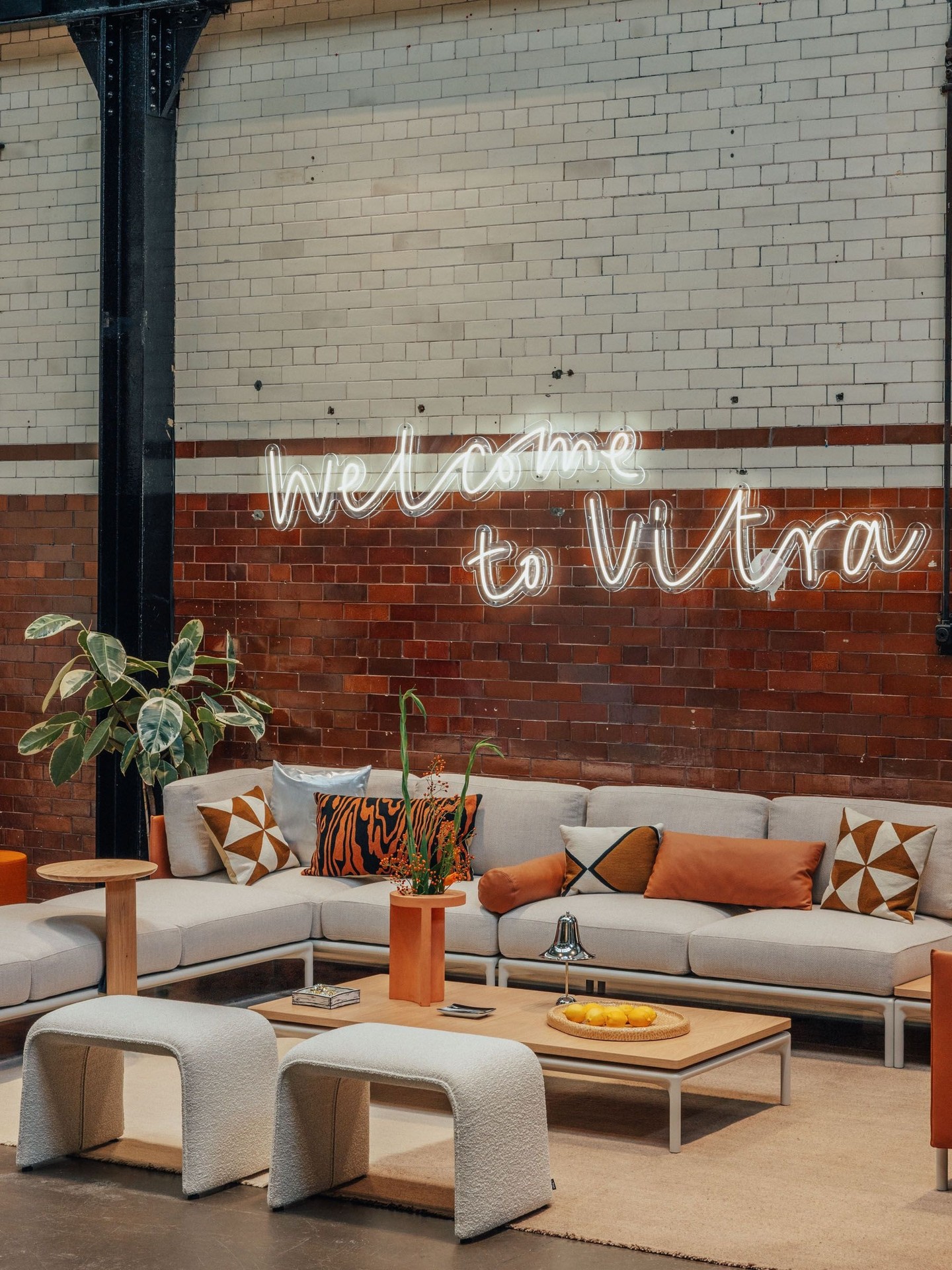 Vitra's Bascule chair and Panton Cubes on display at Tramshed for London Design Festival.