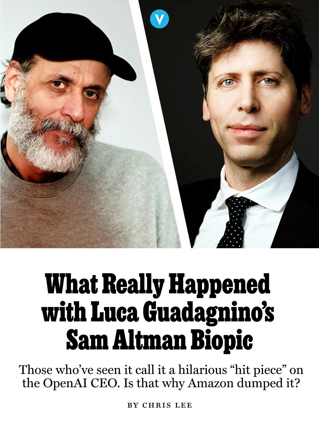 Vulture editorial graphic promoting its report on Neon's acquisition of the Sam Altman movie Artificial.
