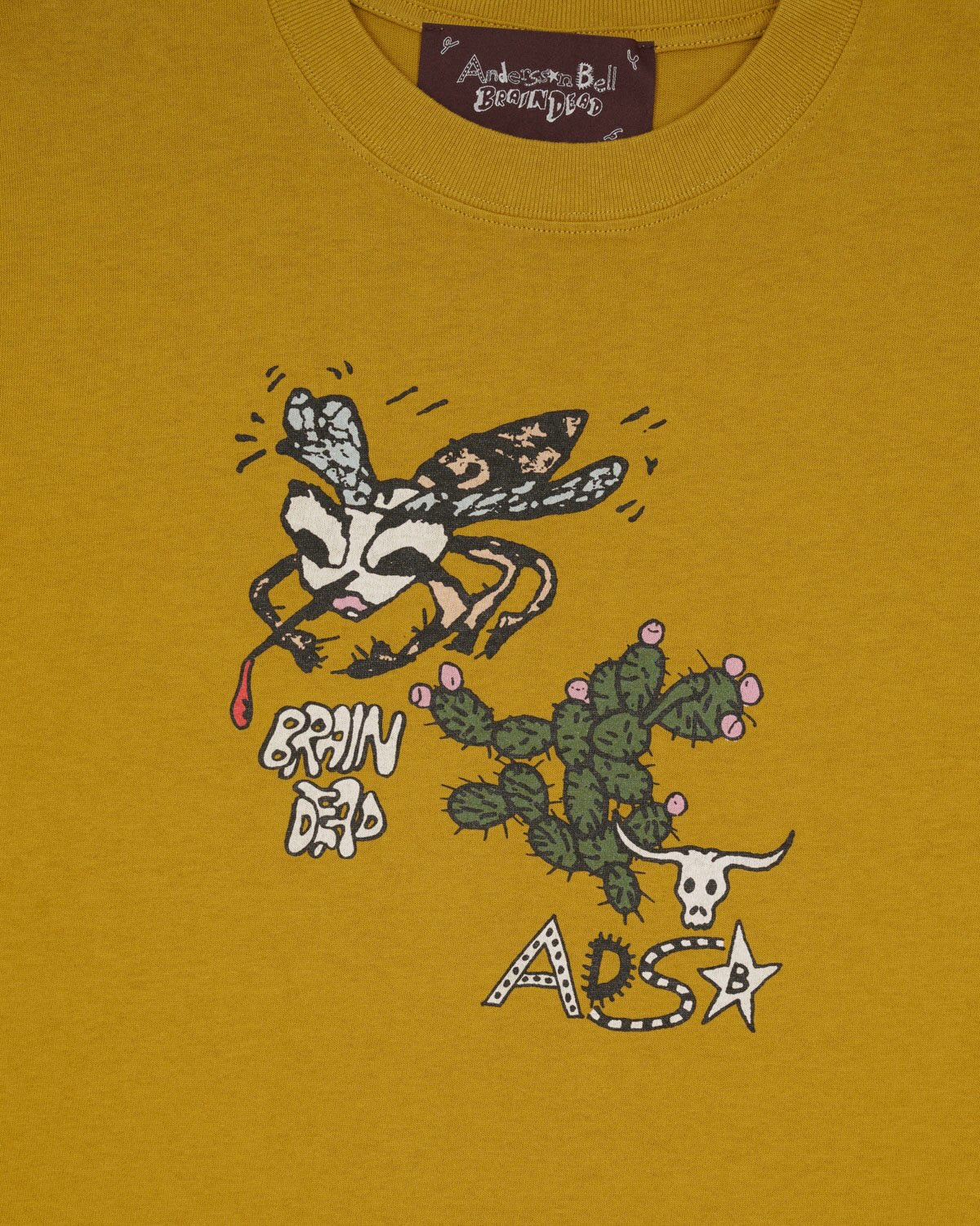 A graphic tee from Brain Dead and Andersson Bell’s collection is shown close up.