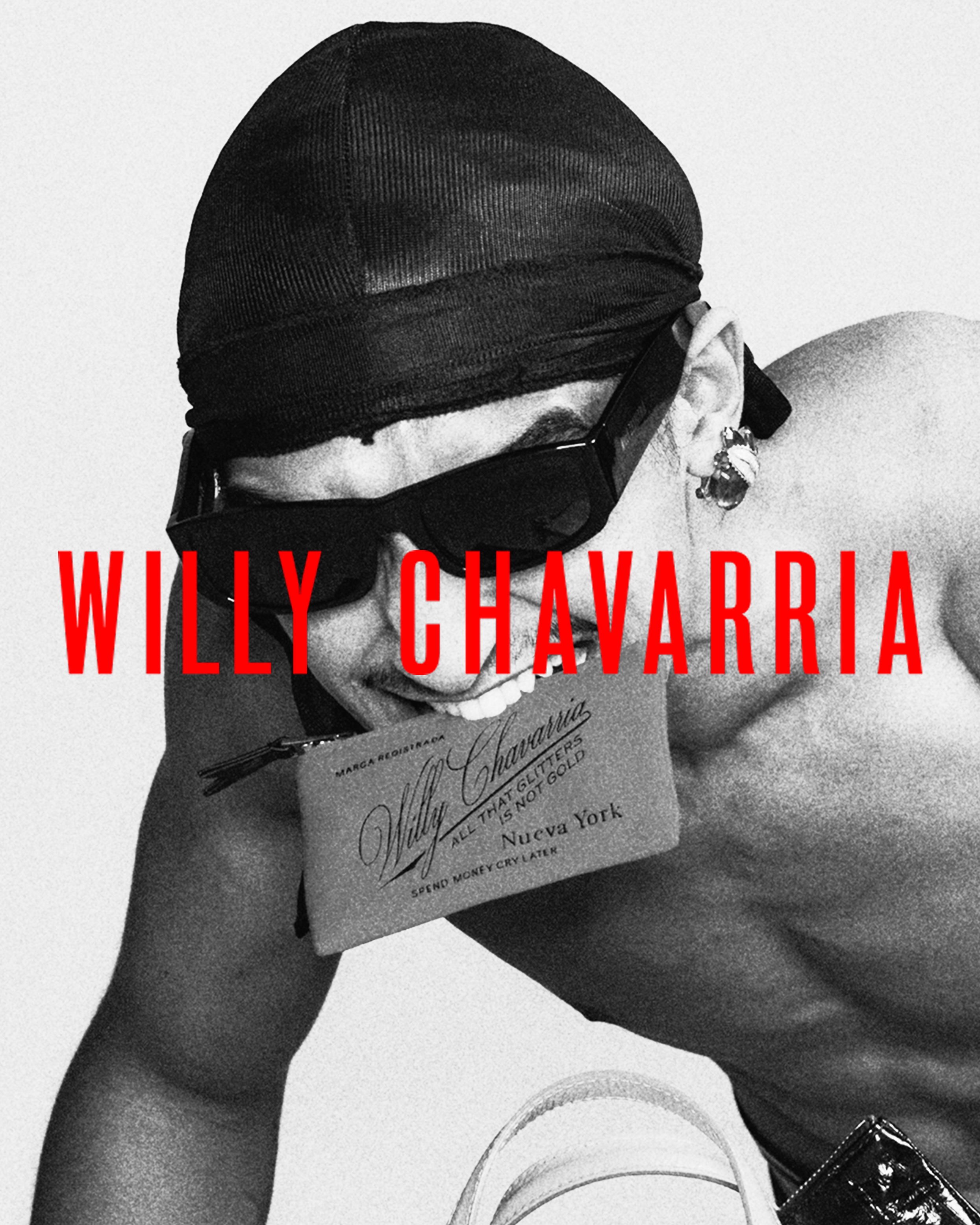 A product image from Willy Chavarria's Instagram post promoting a bag now available at Willychavarria.com