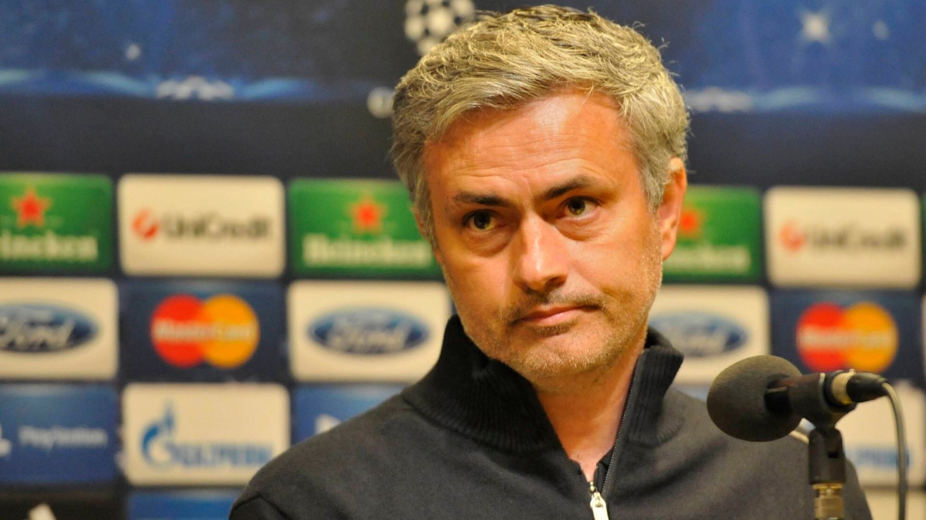 José Mourinho at a Champions League press conference during his first spell as Real Madrid coach